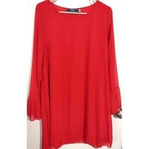 Highness Size 1 X High Low Bell Sleeve Blouse Tunic Top Red NWT